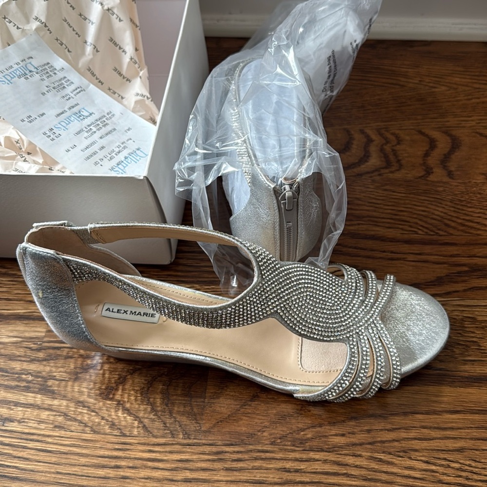 Alex Marie Rhinestone Wedge Silver